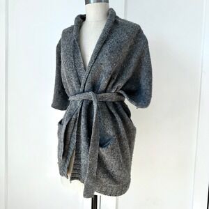 Vince Wool Knit Gray Cardigan Belted Shawl‎ Women's XS Belted Robe Sweater